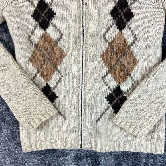 Vtg Eddie Bauer 100% Wool Full Zip Jacket Sweater Mock Neck Knitted Women's S - Picture 3 of 12